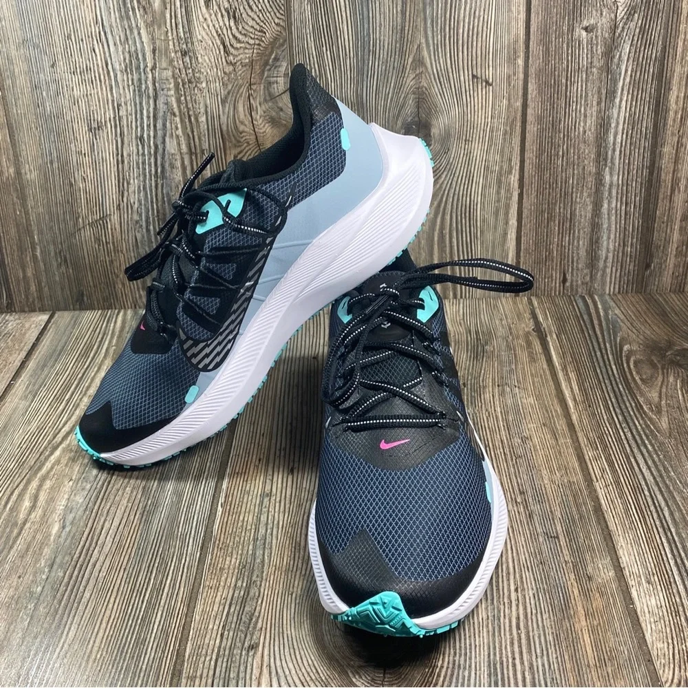 Nike Winflo 7 Run Shield Women's Size 9.5 Black, Gray, Green Running Shoes - Picture 7 of 16